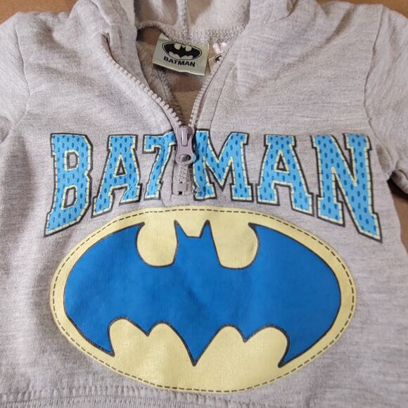 Batman Baby Unisex Gray Hoodie 0-3M & White Sleeper 4-6M Set with Logo Prints - Picture 7 of 13